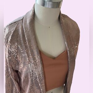 Super cute size small pale pink H&M blazer style sequin jacket.
